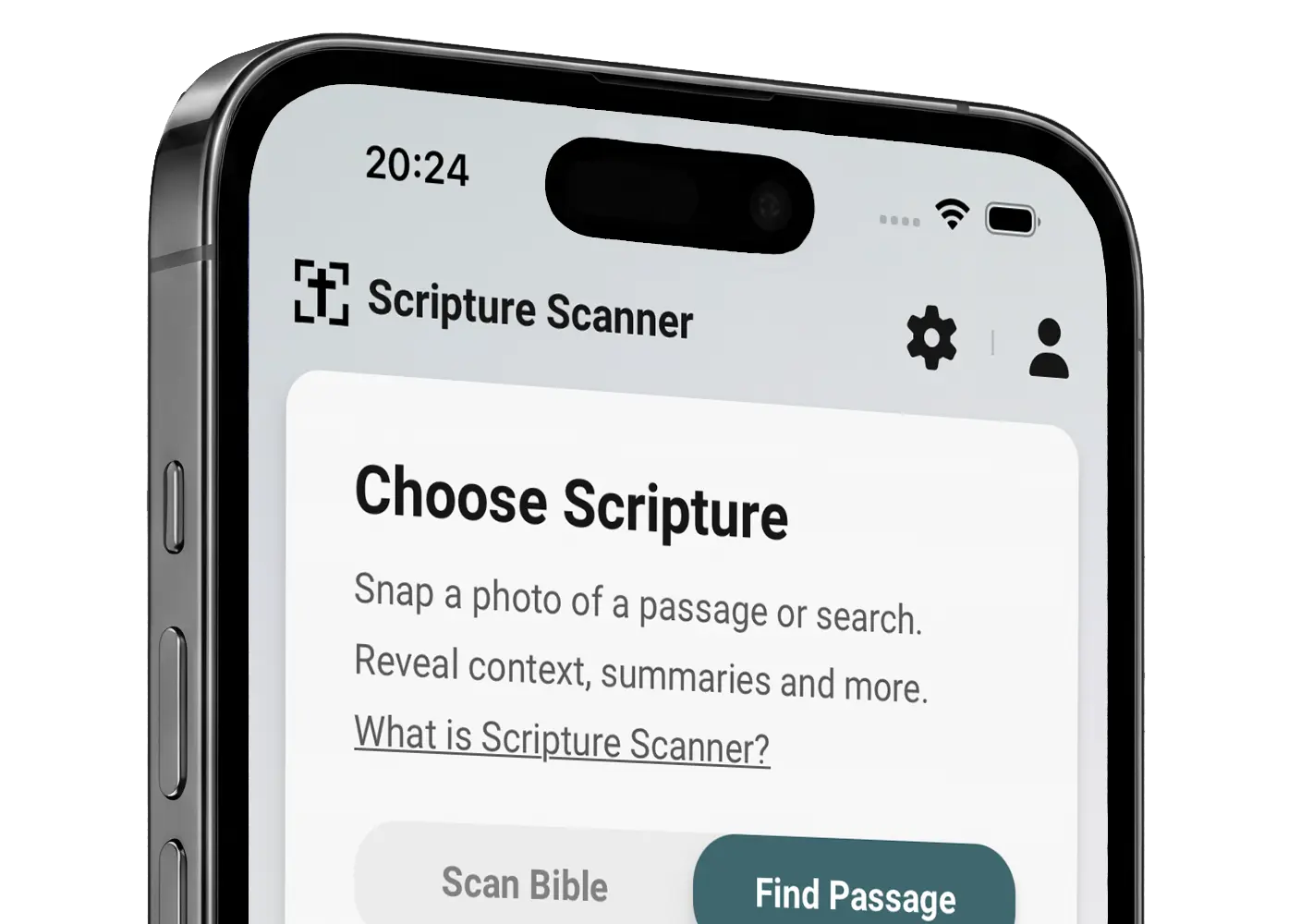 Scripture Scanner app shown on a phone